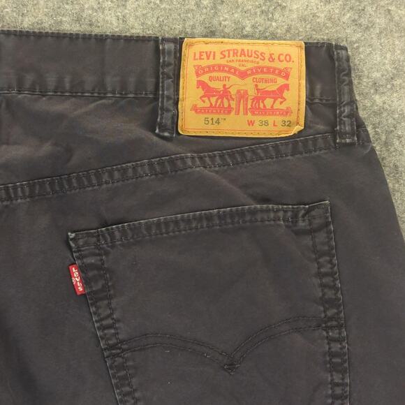 Levis 514 Pants Mens 38x32 Navy Straight Leg Five Pocket Rip Stop Canvas Cotton - Picture 10 of 12